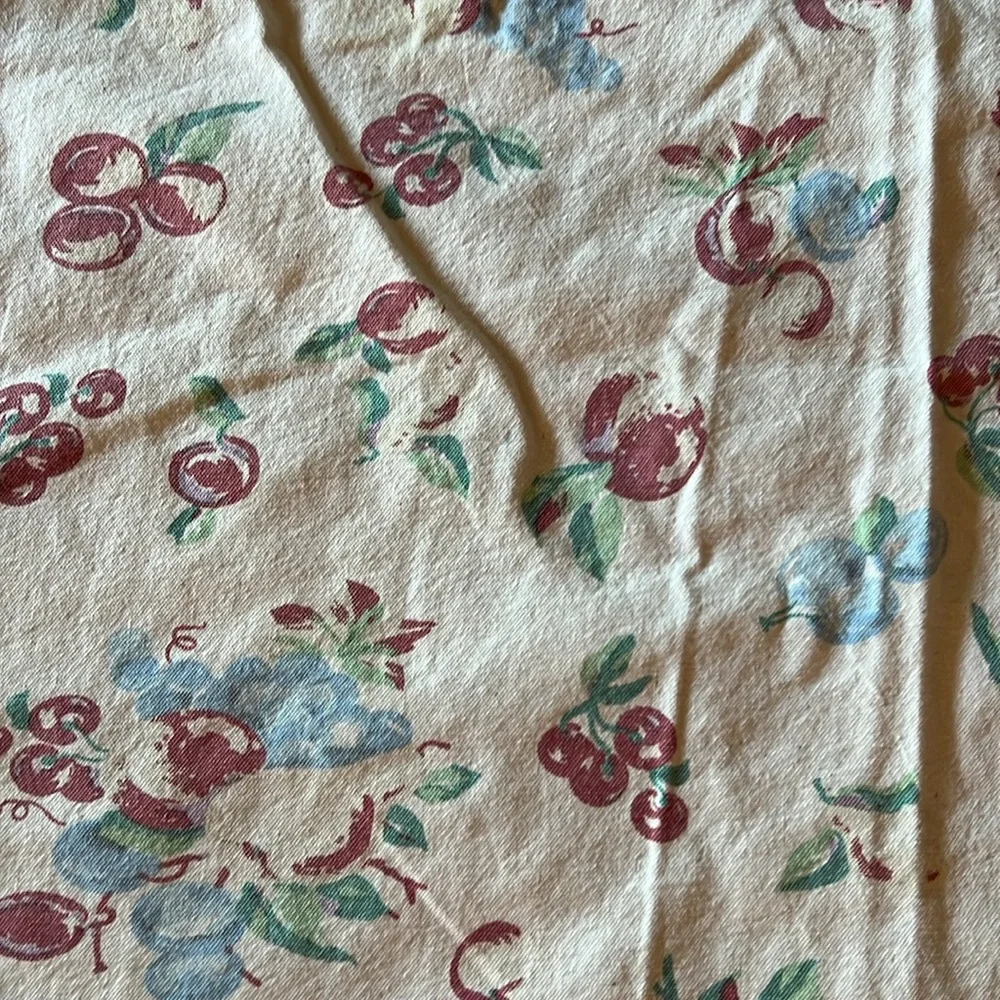 Large Vintage Cherries & Apple print tablecloth 72” x 60”